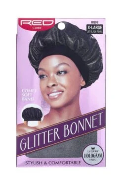 KISS - RED GLITTER BONNET XL JET BLACK PEARL
