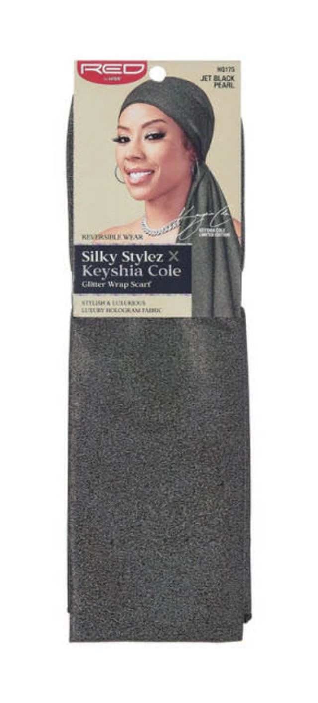 KISS - RED GLITTER SCARF JET BLACK PEARL 1 KISS - RED GLITTER SCARF JET BLACK PEARL
