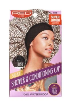 KISS - RED SILKY SHOWER & CONDITIONING CAP SUPER JUMBO ASSORTED