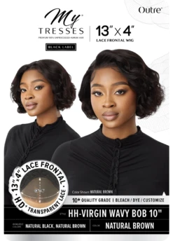 OUTRE - MY TRESSES LACE FRONTAL WIG 13X4-HH-VIRGIN WAVY BOB 10" -Zoe Beauty Supply Shop HT MyTresses Black Label 13X4 Lace Frontal Wig HH Virgin Wavy Bob 10