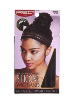 KISS - RED ELASTIC WIGBAND W SILICONE, BLACK