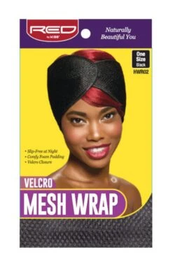 KISS - RED VELCRO MESH WRAP BLACK REGULAR SIZE -Zoe Beauty Supply Shop HWR02 6
