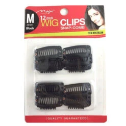 MAGIC COLLECTION - 12 Pieces Wig Clips Medium Black
