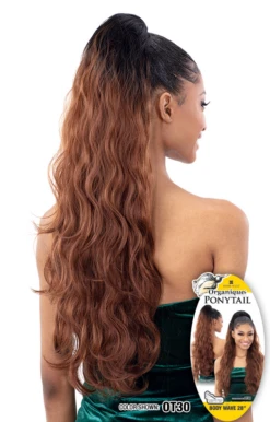 ORGANIQUE - BODY WAVE 28" ORGANIQUE PONYTAIL (DRAWSTRING) -Zoe Beauty Supply Shop PEB28 03