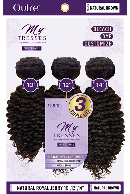 OUTRE - 7+ GRADE MYTRESSES PURPLE LABEL 100% UNPROCESSED HUMAN HAIR NATURAL ROYAL JERRY 1 OUTRE - 7+ GRADE MYTRESSES PURPLE LABEL 100% UNPROCESSED HUMAN HAIR NATURAL ROYAL JERRY