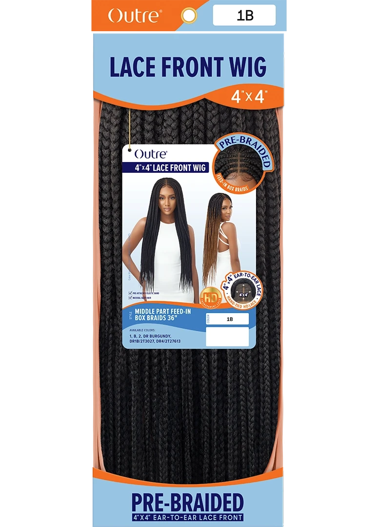OUTRE - 4X4 LACE FRONT WIG-MIDDLE PART FEED-IN BOX BRAIDS 36" 5 OUTRE - 4X4 LACE FRONT WIG-MIDDLE PART FEED-IN BOX BRAIDS 36" - Image 5