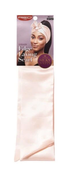 KISS - RED SILKY SATIN EDGE SCARF (BEIGE)