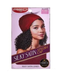 KISS - RED SILKY SATIN LINED HAIR CAP (ASSORTED) -Zoe Beauty Supply Shop REDSILKYSATINLINEDHAIRCAP ASSORTED