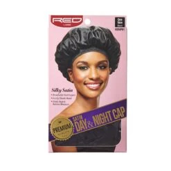 KISS - RED SATIN DAY & NIGHT CAP BLACK