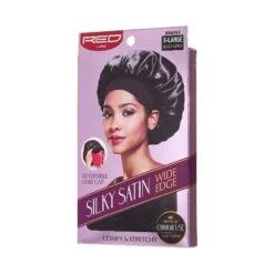 KISS - RED SILKY SATIN DOUBLE WEAR HAIR CAP BLACK -Zoe Beauty Supply Shop Red HDWP01 Package Side Jul.30.2020 1800x1800 ded89808 ea1e 4a5f 9979 2978ac32a723