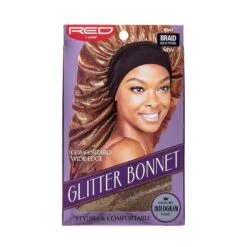 KISS - RED GLITTER BRAID BONNET GOLD PEARL -Zoe Beauty Supply Shop RedbyKiss HQ44 Package Front Mar.02.2022.edited 1800x1800 da50180c c720 4354 9445 0461b4433aef