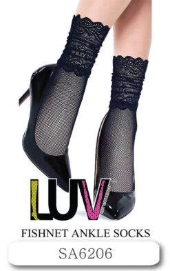 CCDC - LUV Fishnet Ankle Socks BLACK SA6206