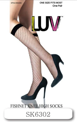 CCDC - Fishnet Knee High Socks BLACK (SK6302)