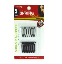 MAGIC COLLECTION - Flat - Not Bulky Spring Wig Clip 5 Pieces BLACK