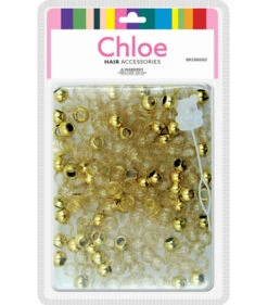 DREAM WORLD - Medium Hair Beads Gold & Gold Glitter 200 PIECES (BR2300GGD)