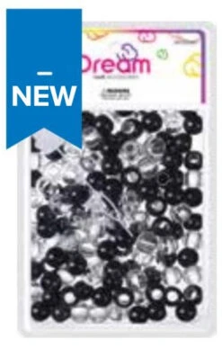 DREAM WORLD - HAIR BEADS MEDIUM BLACK CLEAR(BR3000BC)