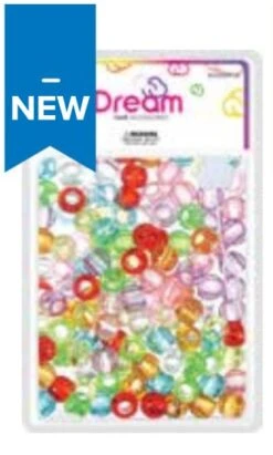 DREAM WORLD - HAIR BEADS MEDIUM PASTEL CLEAR ASSORTED (BR3000PCA)
