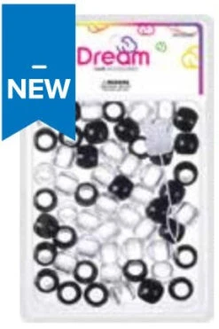 DREAM WORLD - HAIR BEADS LARGE BLACK CLEAR(BR2800BC)