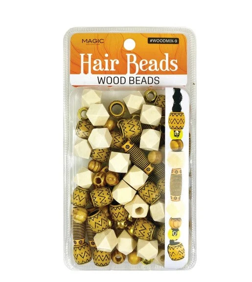 MAGIC COLLECTION - Hair Beads Wood Beads #WOODMIX-9 1 MAGIC COLLECTION - Hair Beads Wood Beads #WOODMIX-9