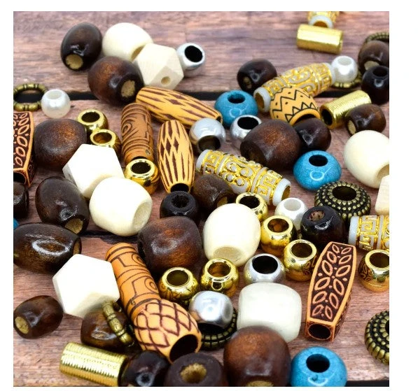 MAGIC COLLECTION - Hair Beads Wood Beads #WOODMIX-6 4 MAGIC COLLECTION - Hair Beads Wood Beads #WOODMIX-6 - Image 4