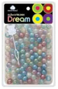 DREAM WORLD - Glow In The Dark Medium Hair Beads Glitter Assorted (BR2600GA)