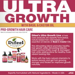 Difeel - Ultra Growth Basil & Castor Hair Oil Leave-In Conditoning Spray -Zoe Beauty Supply Shop ULTRA GROWTH PRODUCT LINE CARD 1200x f6b91324 6cda 481e 9f33 15f0e7abf10c
