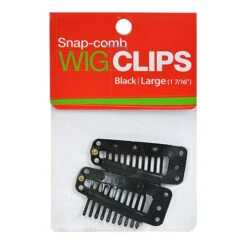 MAGIC COLLECTION - 2 Pieces Snap Comb Wig Clips Large BLACK