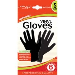 MAGIC COLLECTION - Vinyl Gloves Black 6PCs SMALL