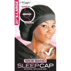 MAGIC COLLECTION - 21" X-Large Wide Band Sleep Cap BLACK