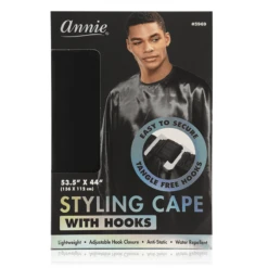 ANNIE - Cutting Cape With Stretchable Hook Black
