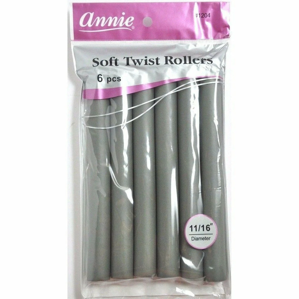 ANNIE - Professional Soft Twist Rollers 11/16" 6 PCs SILVER 2 ANNIE - Professional Soft Twist Rollers 11/16" 6 PCs SILVER - Image 2