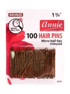 ANNIE - Hair Pins 100PCs Micro Ball Tips Crimped BRONZE #3113 -Zoe Beauty Supply Shop annie micro ball tips bronze crimped hair pin 3113 obw 1