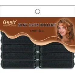 ANNIE - Professional Silky Satin Rollers SMALL BLACK