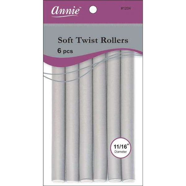 ANNIE - Professional Soft Twist Rollers 11/16" 6 PCs SILVER 1 ANNIE - Professional Soft Twist Rollers 11/16" 6 PCs SILVER