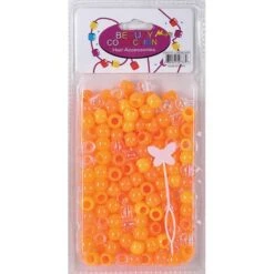 BEAUTY COLLECTION - Large Round Hair Bead 200PCs ORANGE ASSORTED
