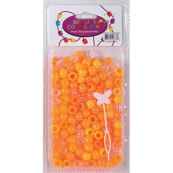 BEAUTY COLLECTION - Large Round Hair Bead 200PCs ORANGE ASSORTED 1 BEAUTY COLLECTION - Large Round Hair Bead 200PCs ORANGE ASSORTED