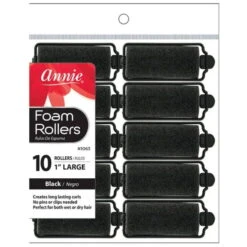 ANNIE - Professional Foam Rollers 1" 10PCs LARGE BLACK #1063