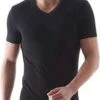 MAGIC COLLECTION - Smooth Cotton V-Neck T-Shirt BLACK