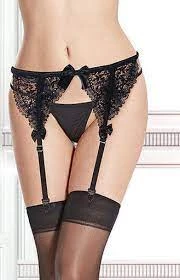 CCDC - LUV Black Lace Garterbelt W. Mini Bows CTG4103Q