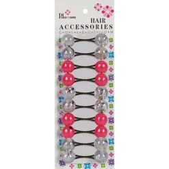 BLOSSOM - Hair Accessories Hair Knockers 10PCs CRYSTAL/HOT PINK #PPP01-05B