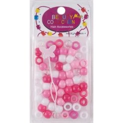 BEAUTY COLLECTION - Small Round Hair Bead 70PC PINK ASSORTED