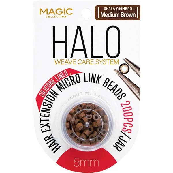 MAGIC COLLECTION - HALO MICRO LINK BEADS 200PC MEDIUM BROWN 1 MAGIC COLLECTION - HALO MICRO LINK BEADS 200PC MEDIUM BROWN