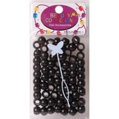 BEAUTY COLLECTION - Small Round Hair Bead 70PCs Black