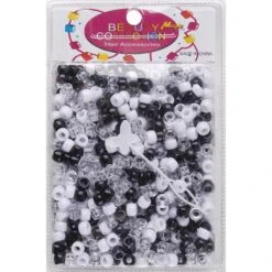 BEAUTY COLLECTION - Small Round Bead 1000PCs BLACK/WHITE/CRYSTAL
