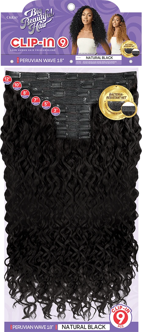 OUTRE - BIG BEAUTIFUL HAIR CLIP-IN- 9PCS - PERUVIAN WAVE 18" - HT 5 OUTRE - BIG BEAUTIFUL HAIR CLIP-IN- 9PCS - PERUVIAN WAVE 18" - HT - Image 5