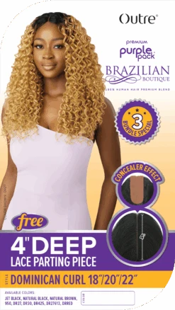 OUTRE - PURPLE PACK BRAZILIAN BOUTIQUE - DOMINICAN CURL 18"20"22" + DEEP LACE PARTING CLOSURE -Zoe Beauty Supply Shop image df8274e7 7585 457c 8507 3cd0d9db6ee3