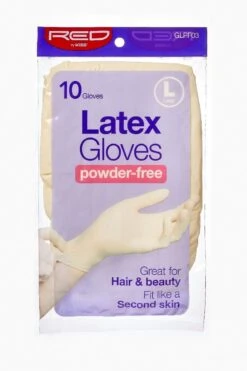 KISS - RED POWDER-FREE LATEX GLOVES LARGE 10CT -Zoe Beauty Supply Shop red glpf03 package front 1 jan.07.2020