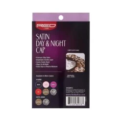 KISS - RED SATIN DAY&NIGHT CAP CAP (EXTRA LARGE,LEOPARD) -Zoe Beauty Supply Shop red hdnp03 package back oct.20.2020.edited