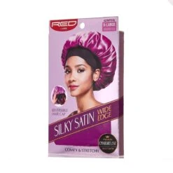 KISS - RED SILKY SATIN DOUBLEWEAR HAIRCAP ASSOR -Zoe Beauty Supply Shop red hdwp01a package side sep.20.2019 1