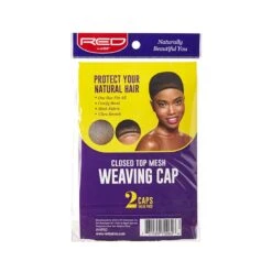 KISS - RED 2PCS(CLOSED TOP)MESHWEAVINGCAP(2IN1) -Zoe Beauty Supply Shop red hvp02 package back mar.15.2017.edited